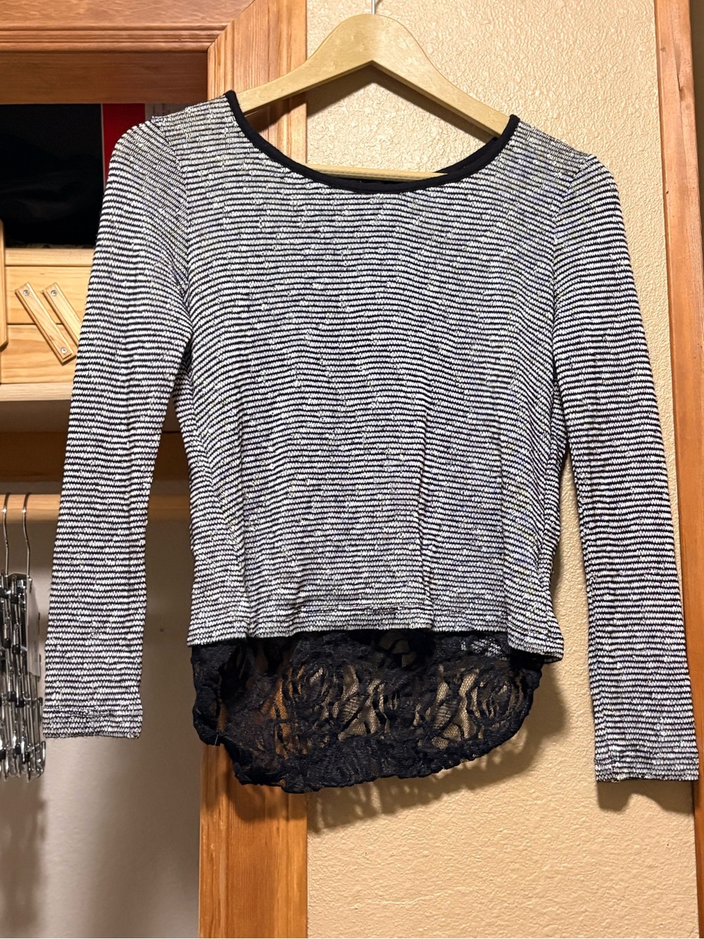 BCX Black and White Striped Blouse